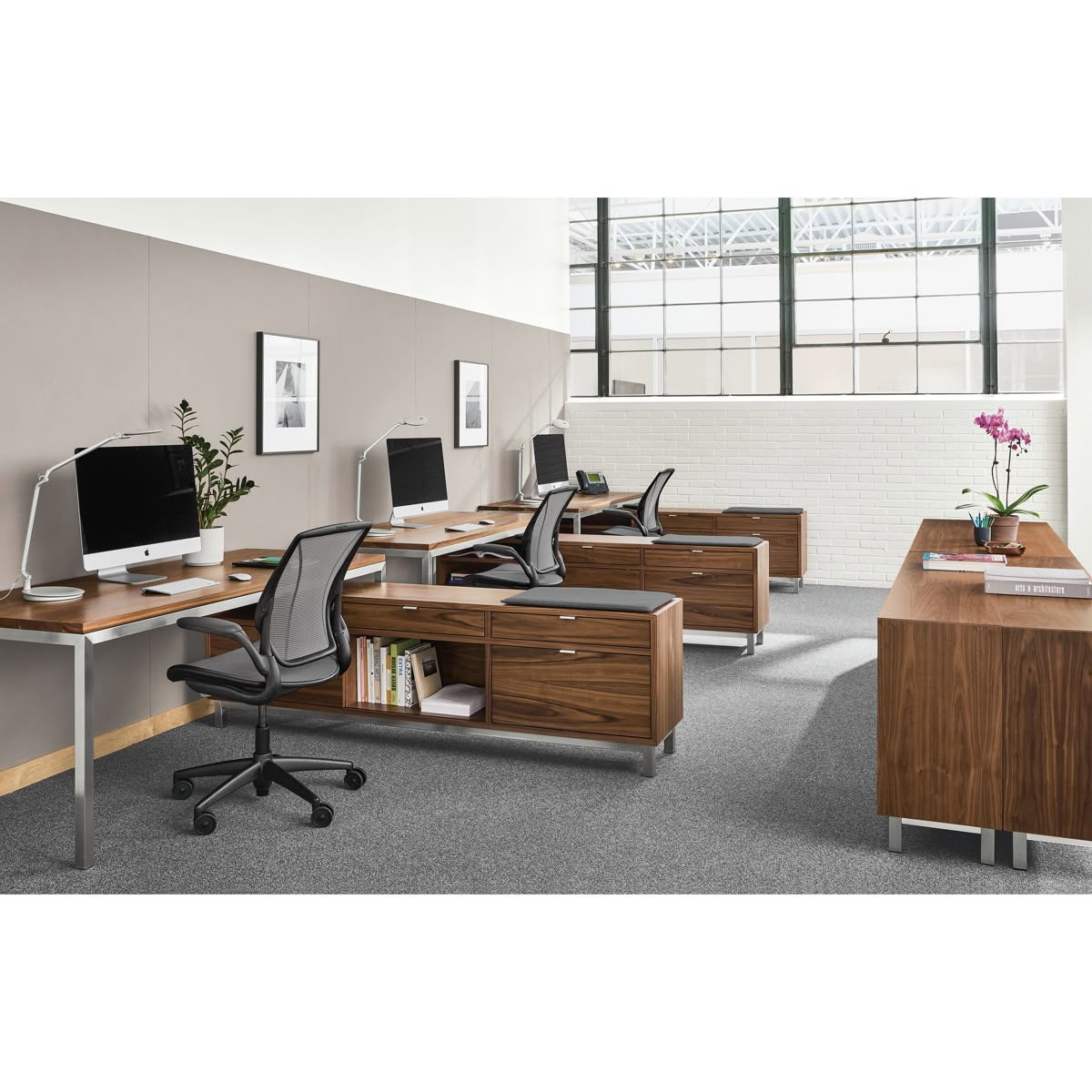 Agile Office Work Desk Suite featuring Ergonomic Lumbar Support Mesh Chairs #15